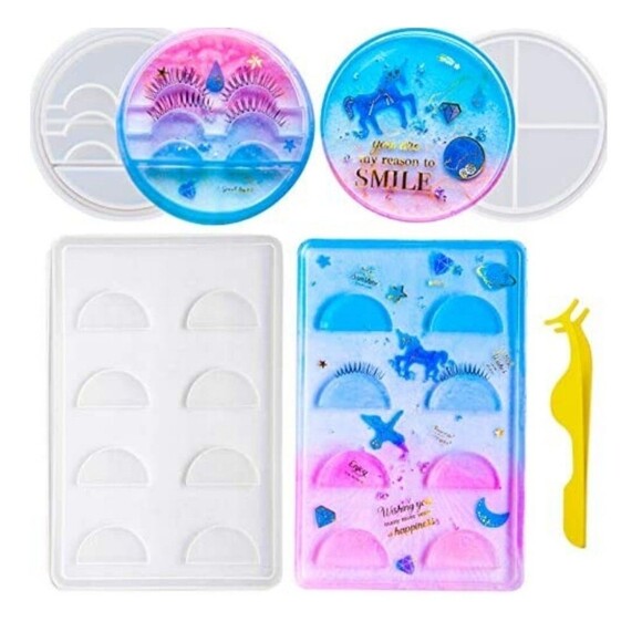 4 Pieces Resin Mold Eyelashes Display Tray Silicone Resin Molds set #2 - Picture 1 of 2